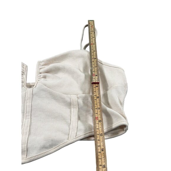 Shein Womens Beige Striped Corset Crop Top - Picture 6 of 8